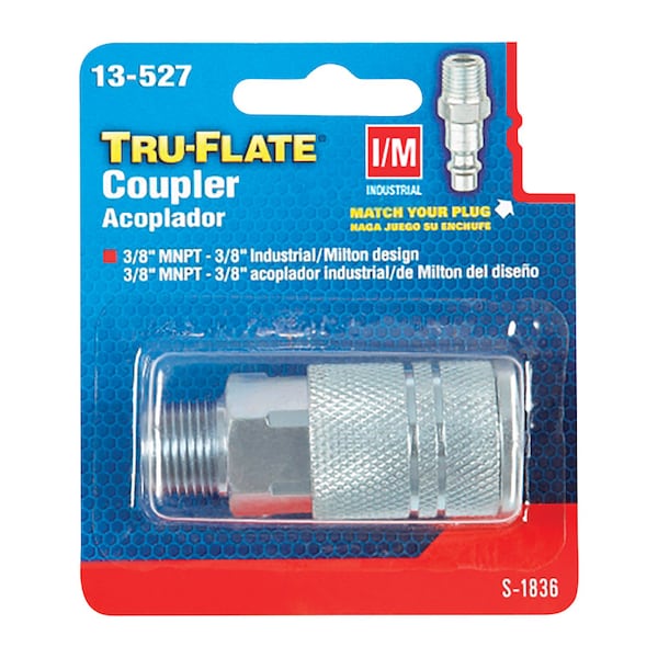 Tru-Flate Tru-Flate Steel Quick Change Coupler 3/8 in. Male 1 pc 13527 - main